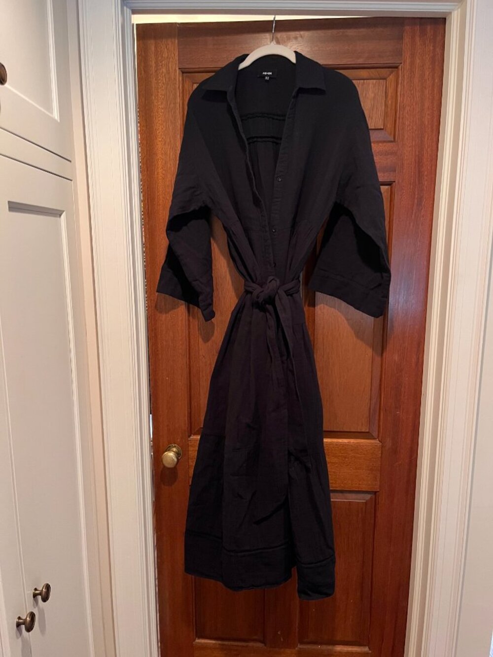 Cheesecloth Button Front Maxi Shirt Dress+ Belt - Picture 2 of 6